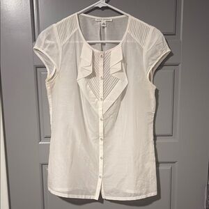 Banana Republic White Ruffle Blouse